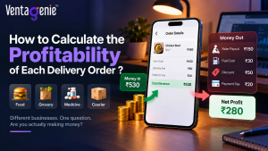 Delivery order profitability showing revenue, costs, and net profit.